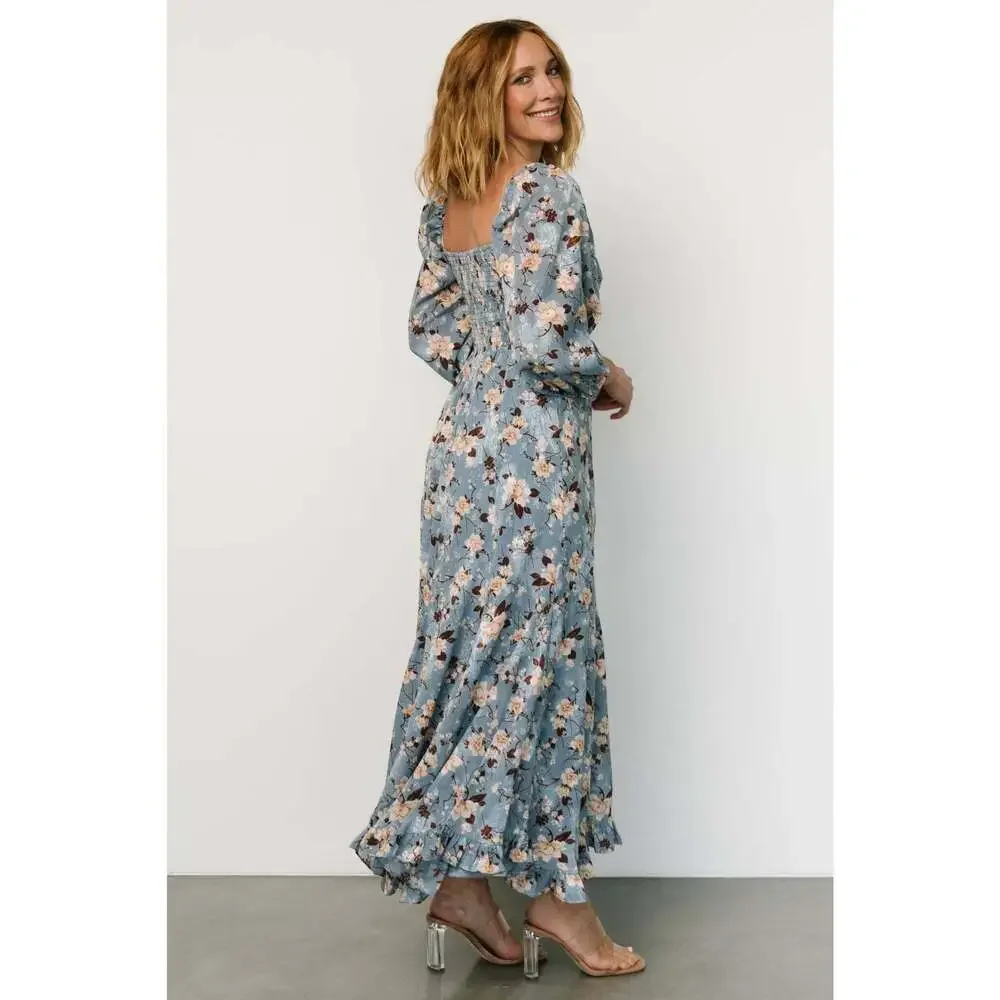 Baltic Born Estefania Maxi Dress | Blue + Peach Floral Size SS - Picture 3 of 5